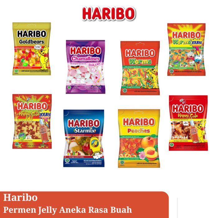 Jual Haribo permen goldbears / happy cola / starmix / peaches 80 gram ...
