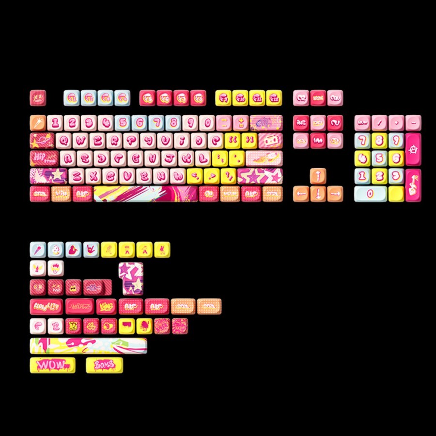 Black Pink Cat Style Keycaps 140 Keys PBT Cherry/MOA Profile Thermal Sublimation Custom Cute Keycap For Mechanical Keyboard Gift - 7