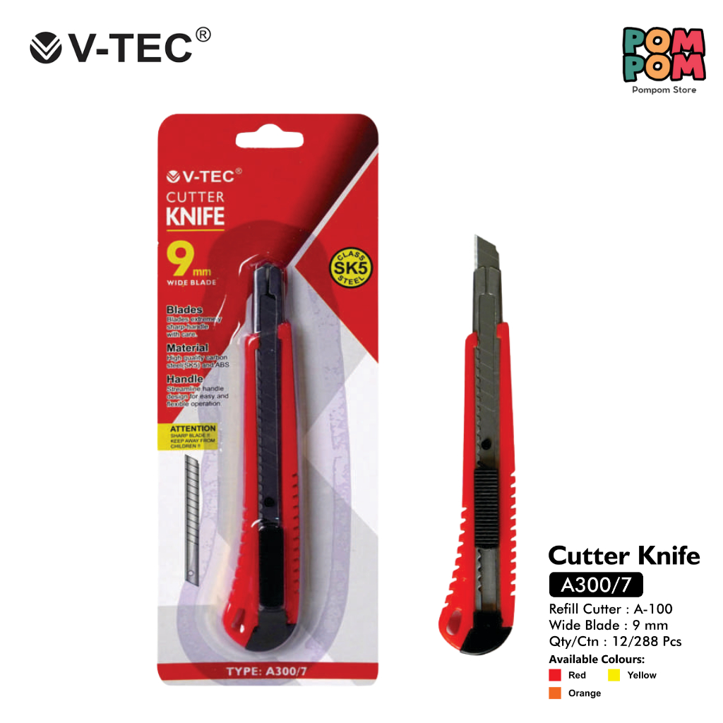 Jual Cutter Knife V-Tec Cutter Pemotong kertas V-Tec A300/7 | Shopee ...