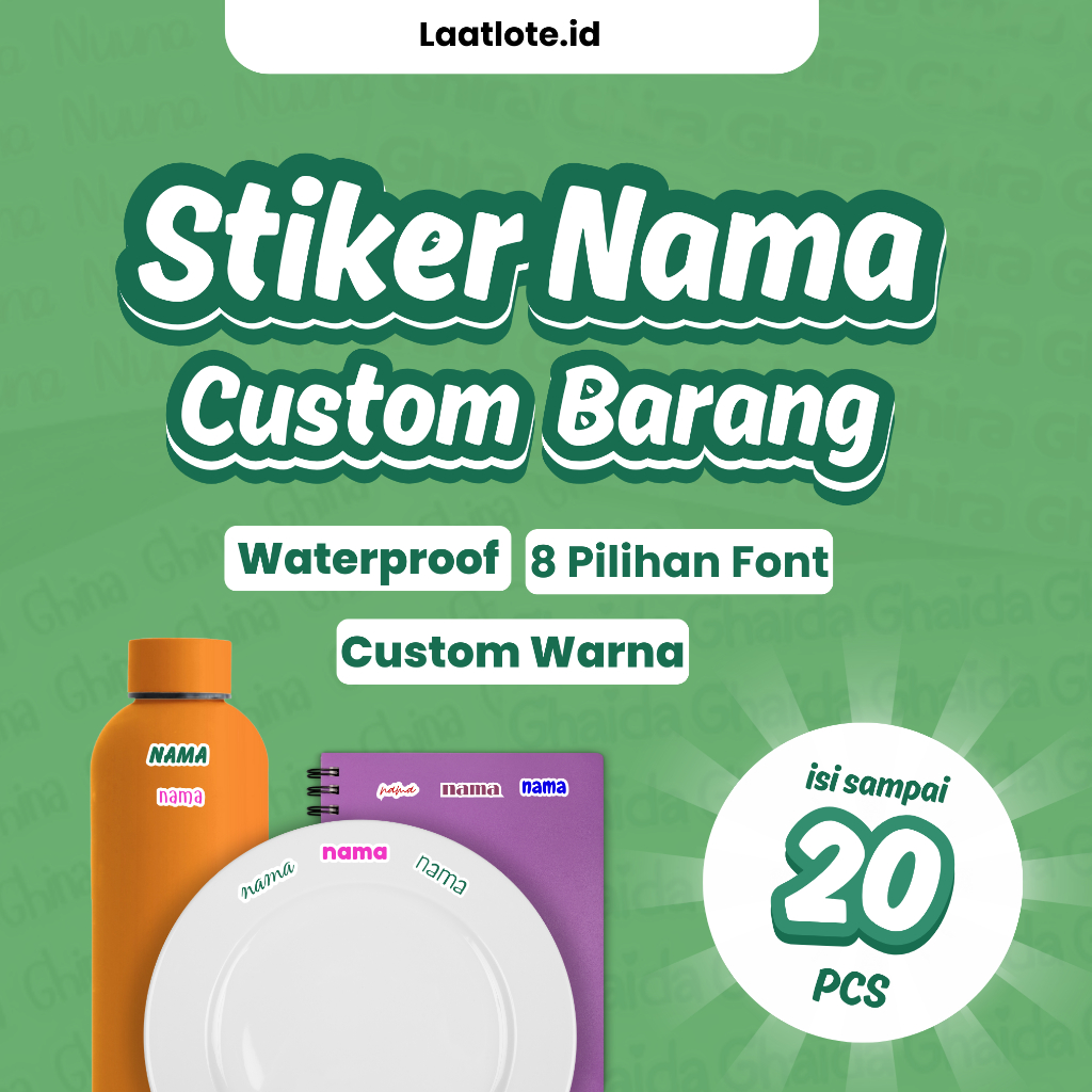 Jual Stiker Nama Waterproof Stikel Label Custom Nama Untuk Barang ...