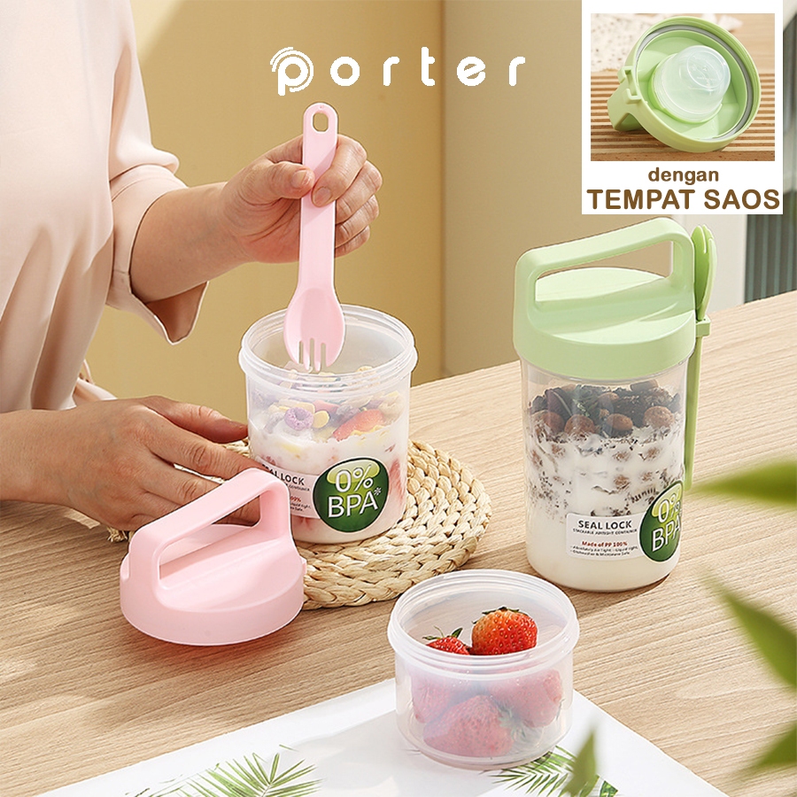 Jual PORTER Kotak Makan 2 Layers/Tingkat Kotak Dengan Tempat Saus | 2 ...