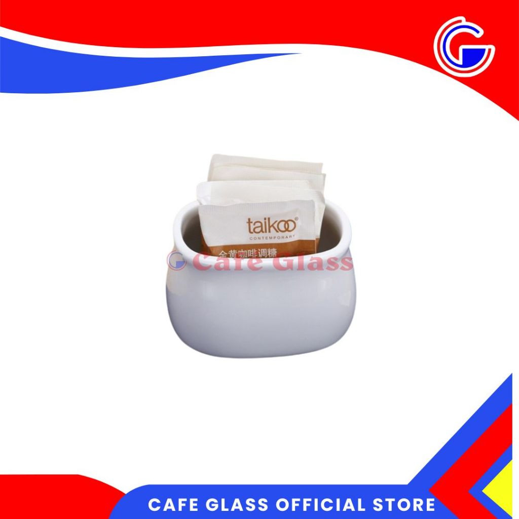 Tempat Gula Keramik Sango / Tempat Sasetan Gula Kopi Creamer Hotel Resto / Wadah Gula Mini E-478 / Dekorasi Meja Keramik