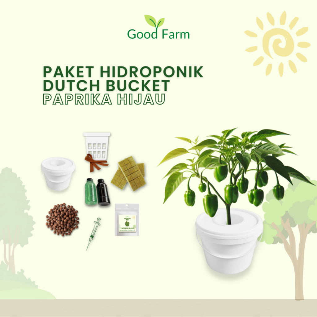 Goodfarm - Paket Hidroponik Lengkap Dutch Bucket Paprika Hijau
