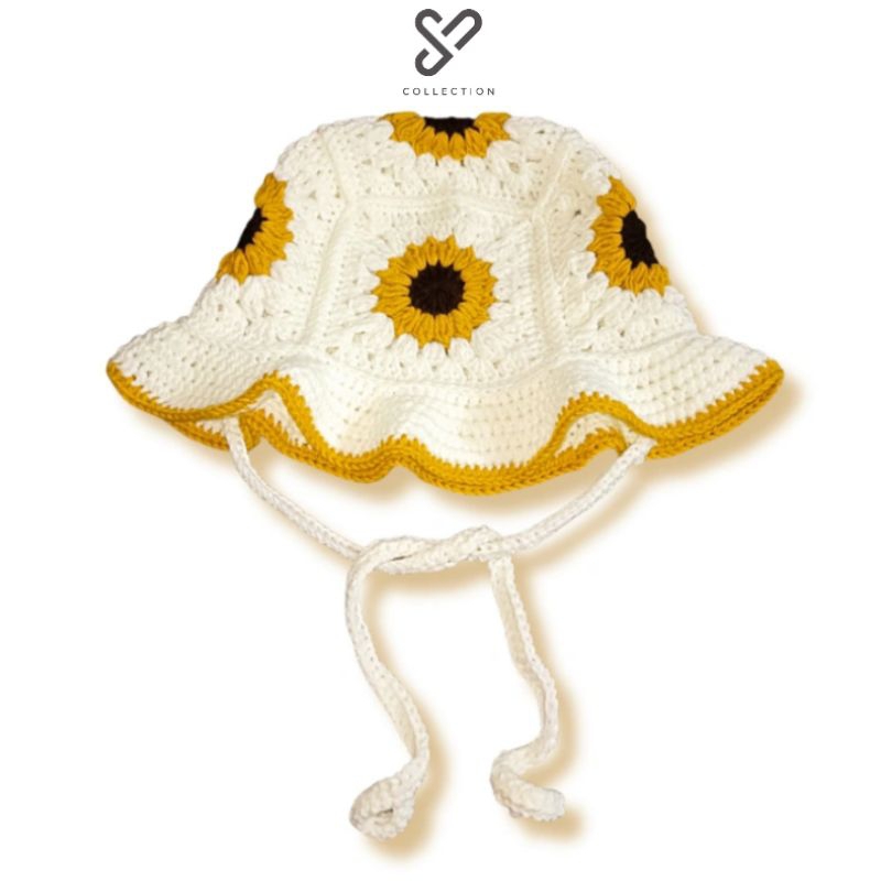 Jual HAT CROCHET SUNFLOWER HANDMADE | TOPI RAJUT MOTIF BUNGA MATAHARI ...