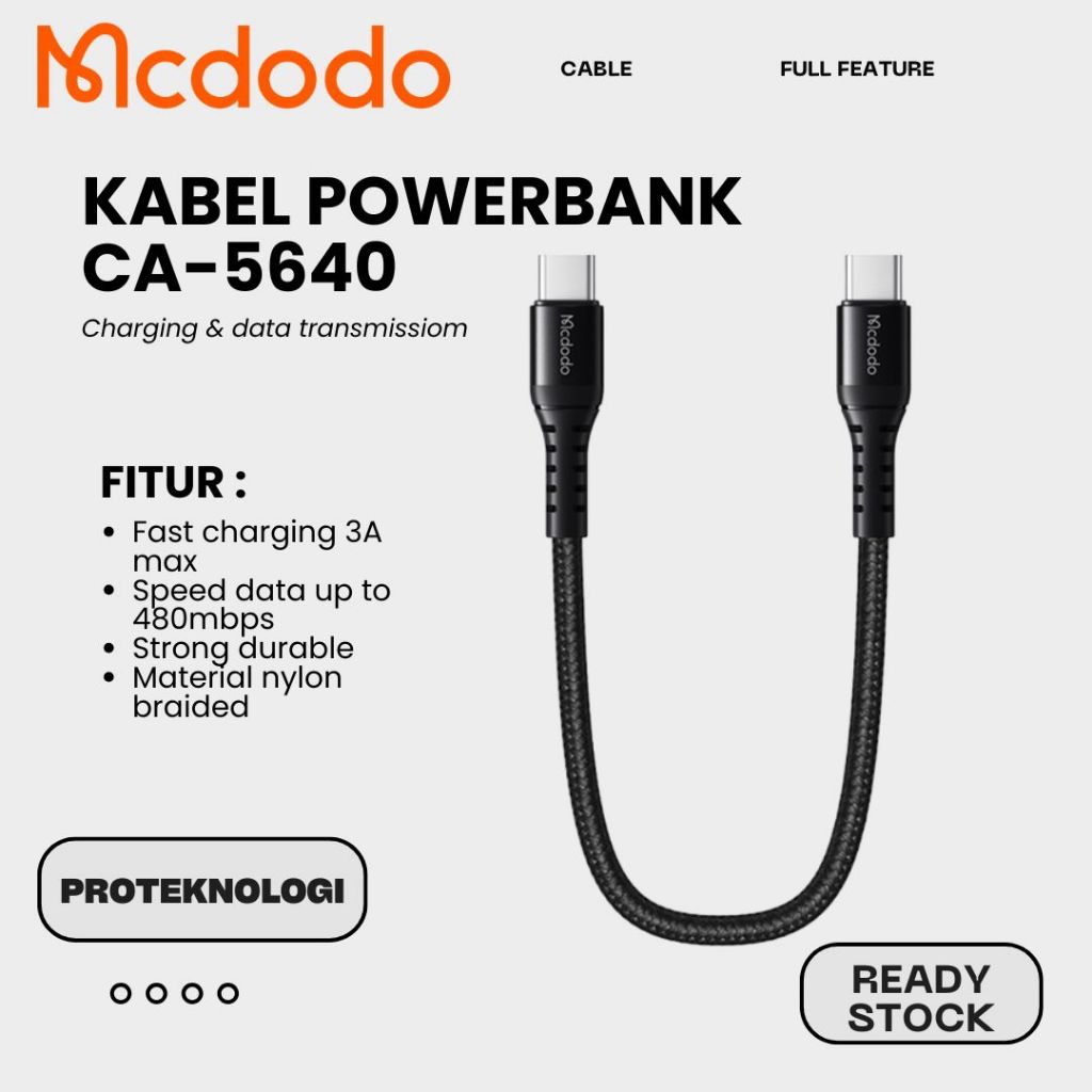 Jual MCDODO CA-5640 USB C to USB C Bending Reinforced Cable Kabel ...