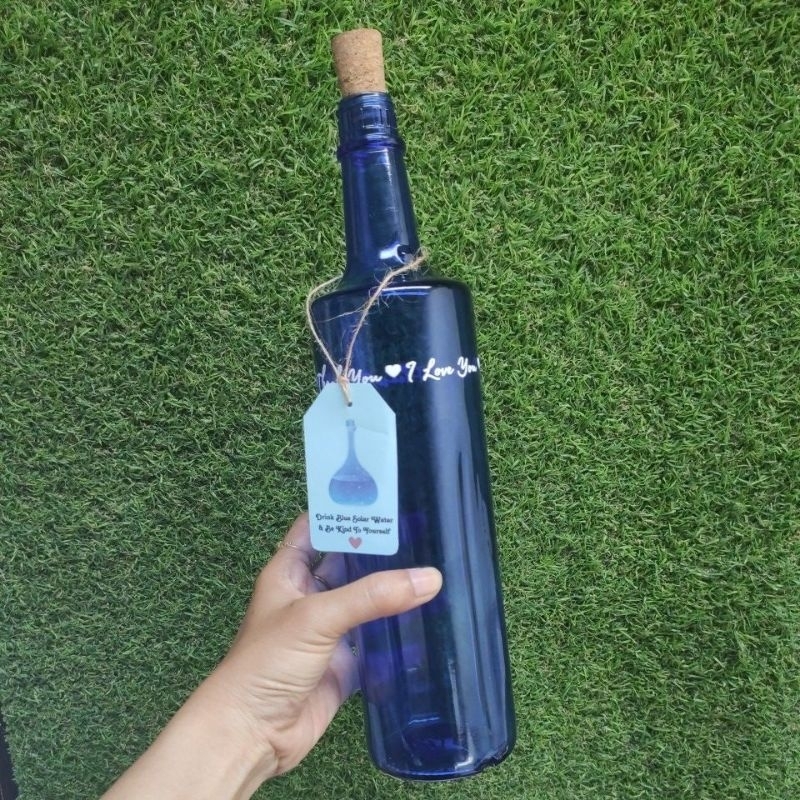 Jual Botol Kaca Biru Blue Solar Water Hooponopono Moon Bottle Healing ...