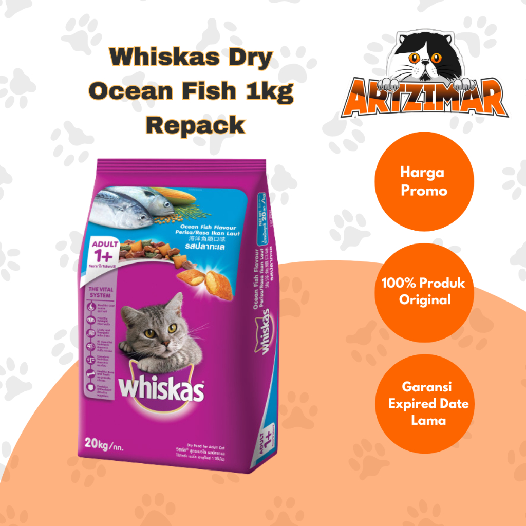 Jual Whiskas dryfood ocean fish 1kg repack | Shopee Indonesia