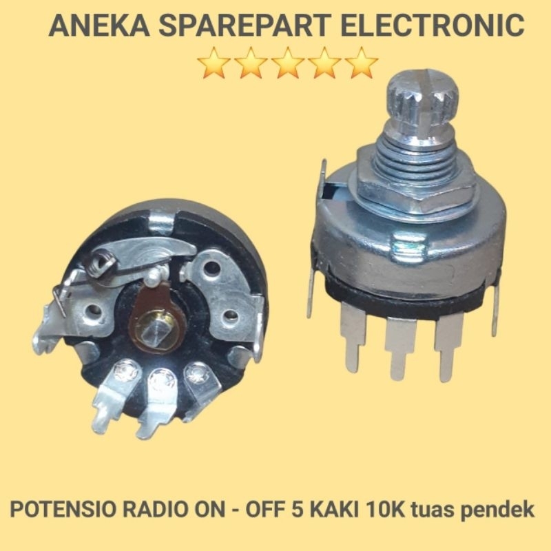 Jual POTENSIO RADIO ON - OFF 5 KAKI 10K tuas pendek | Shopee Indonesia