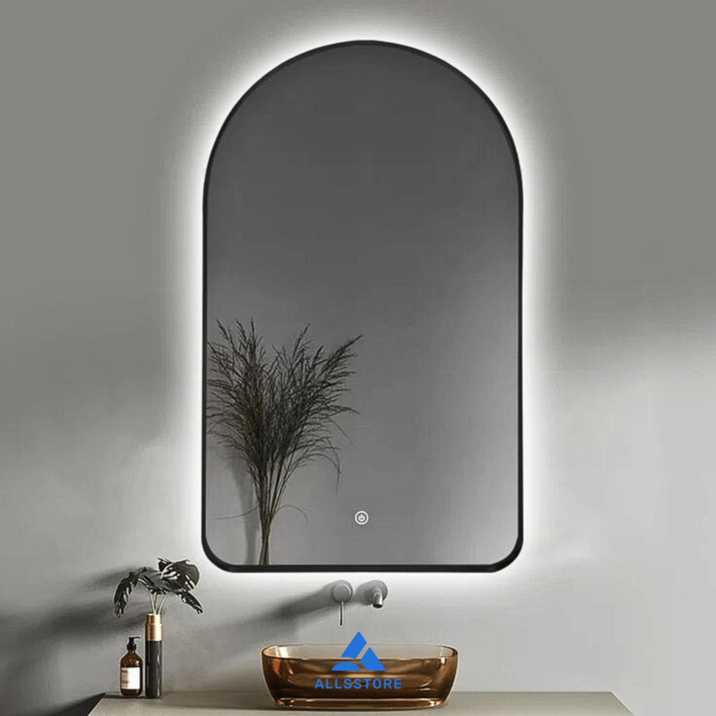 Jual Cermin Setengah Kapsul LED Frame Hitam Putih - Touchscreen/Saklar ...