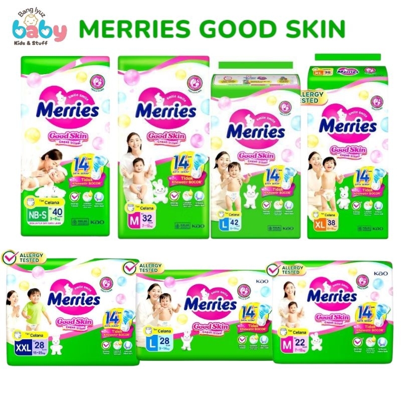Jual MERRIES Diapers GOOD SKIN NBS40 / M22 / M32 / L28 / L42 / XL26 ...