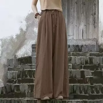 Celana Kulot Linen Premium Pinggang Full Karet Highwaist
