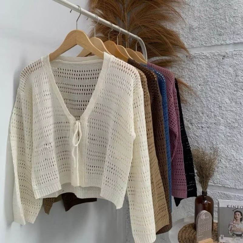 Jual ADELIN OUTHER CROP JARING/CARDIGAN CROP JARING KOREA CARDIGAN ...