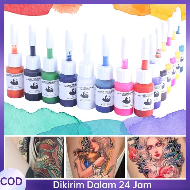 Jual 10pcs Tinta Tato Semi Permanen Ink Tatto Ink Tattoo Rangkaian ...