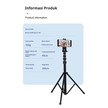 Tripod 2 1 Meter Besi Tripod Tongkat Selfie Ringlight HP Kamera Lengkap Tripod Holder HP