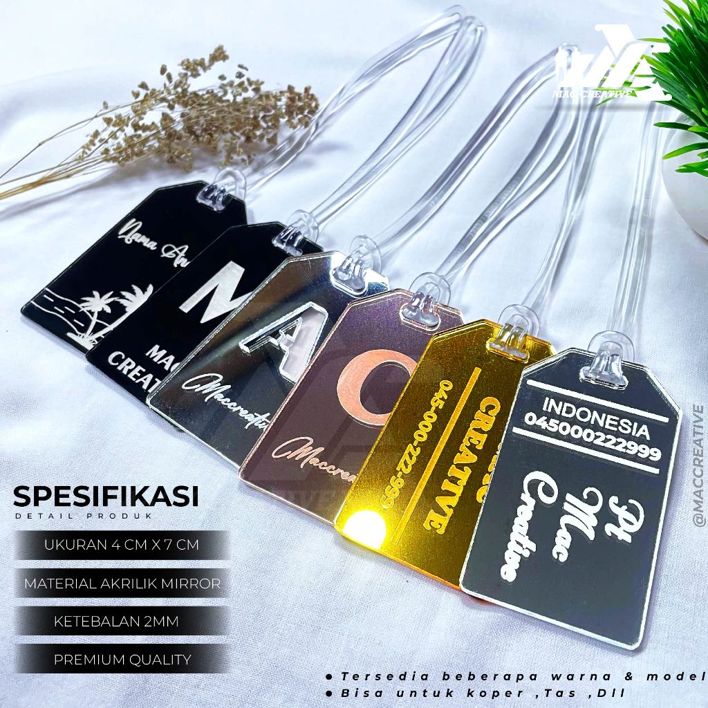 Jual LUGGAGE TAG AKRILIK CUSTOM NAMA - GANTUNGAN TAG KOPER TAS AKRILIK ...