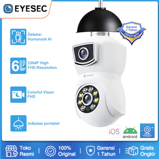EYESEC Lampu CCTV 8MP 2 Kamera WiFi CCTV Bolam Dual Lens IP Camera 360 Derajat Outdoor Kamera HP Jarak Jauh