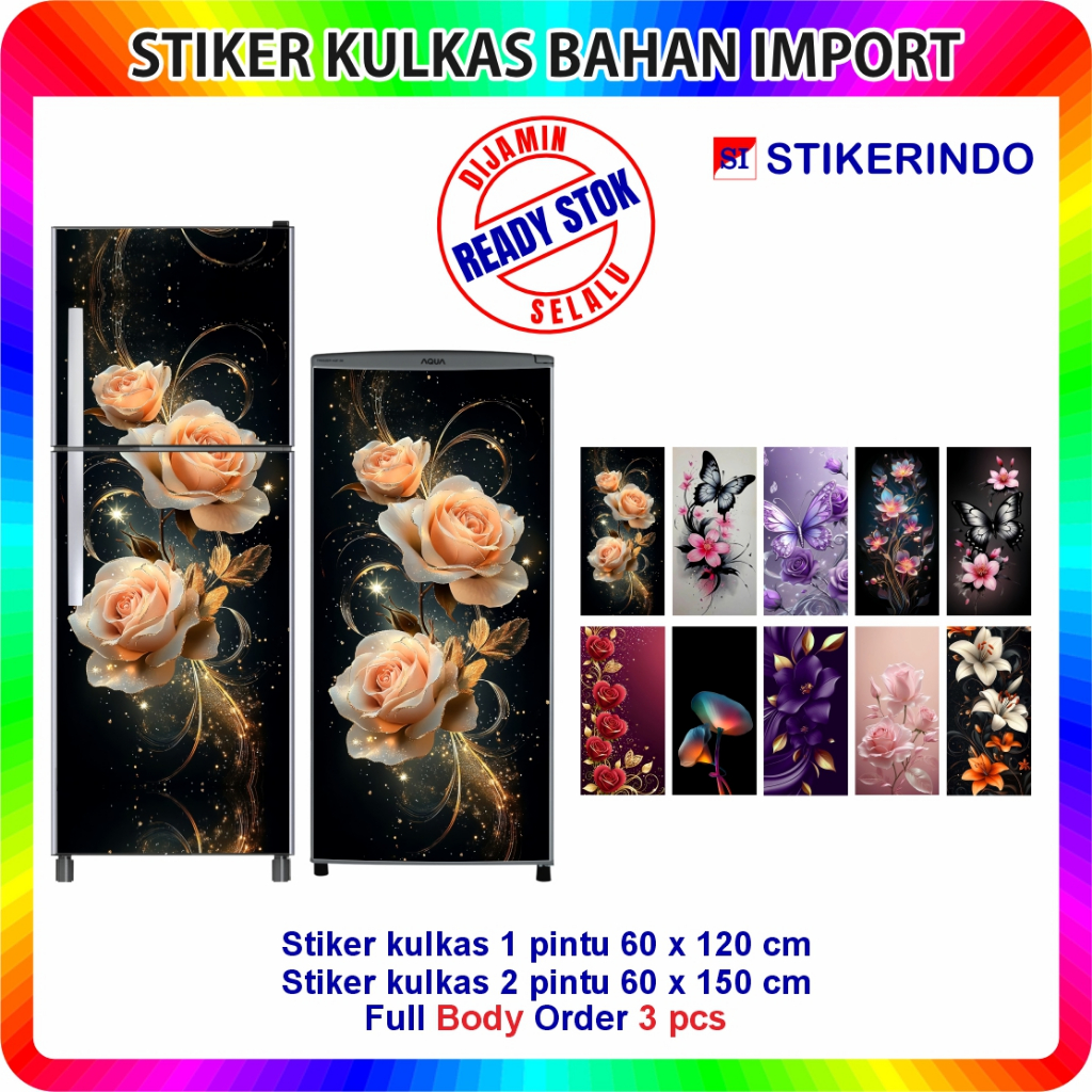 Jual Sticker Stiker Kulkas 1 Pintu dan 2 Pintu Motif Bunga | Shopee ...
