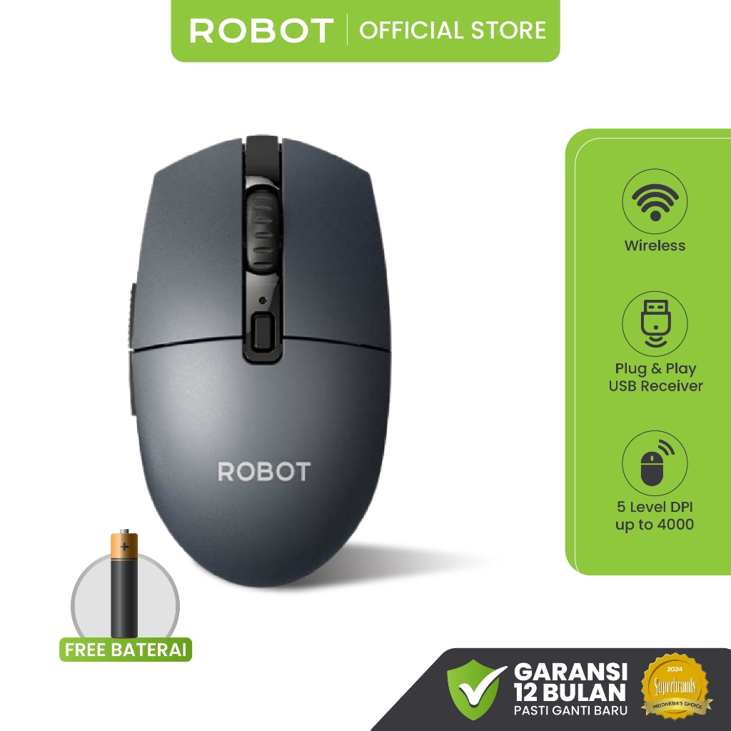 Jual ROBOT Mouse Wireless Office Mouse Tanpa Kabel Tipe M317 Grey ...