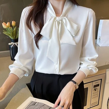 Blouse Korea Wanita Yoona Lengan Panjang Atasan Wanita Kerja Kantor Premium M L Xl Xxl Xxxl