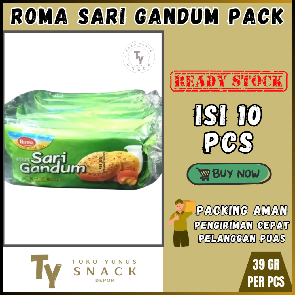 Jual ROMA SARI GANDUM PACK ISI 10 @39GR | Shopee Indonesia