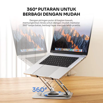 ROBOT RT LS06S Stand Holder Laptop Aluminium Alloy Rotatable 360° Liftable Foldable Garansi