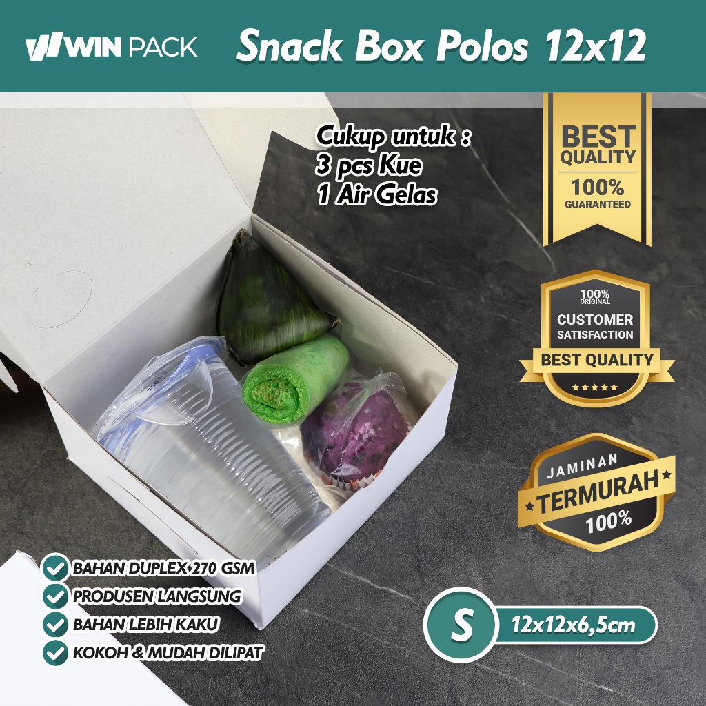 Jual (25 Pcs) Snack Box / Dus Kue / Kotak Kue 12x12 / 12x14 / 12x16 ...