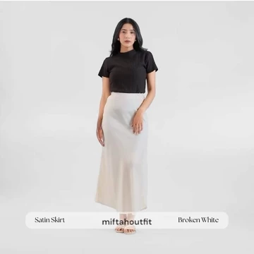 Rok Satin Reine 90CM Satin Long Skirt Rok Satin Panjang S Sampai 3XL