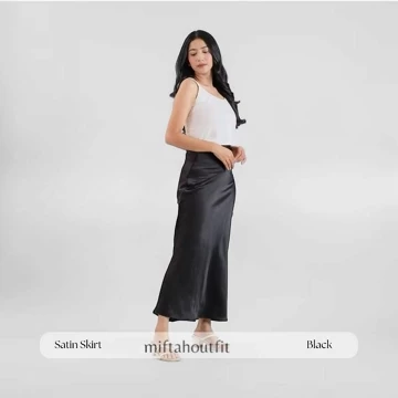 Rok Satin 90CM Satin Long Skirt Rok Satin Panjang S Sampai 3XL