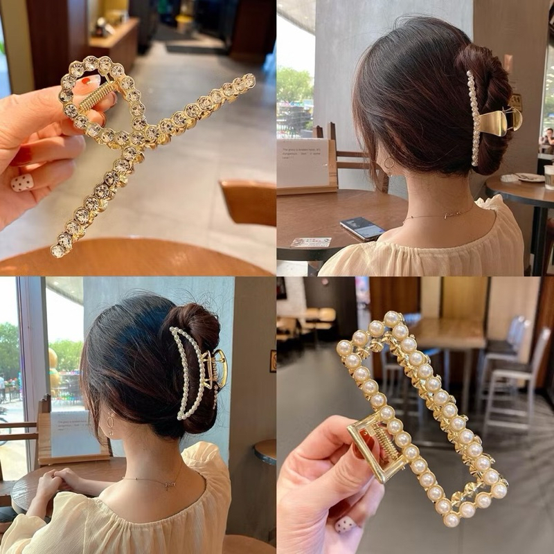 Jual KTS-BESAR ALLOY Jepit Rambut Model Cakar Hias Mutiara Permata ...