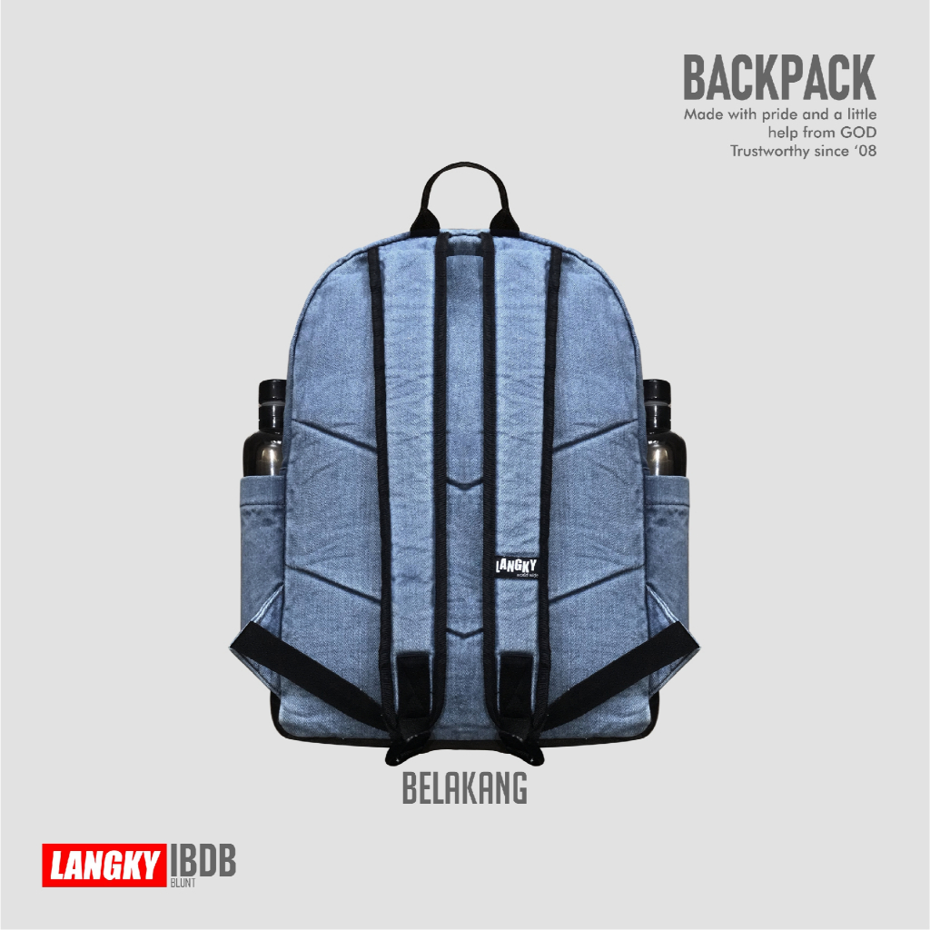 Jual Tas Ransel Denim Jeans Sekolah Laptop Backpack Punggung Langky ...