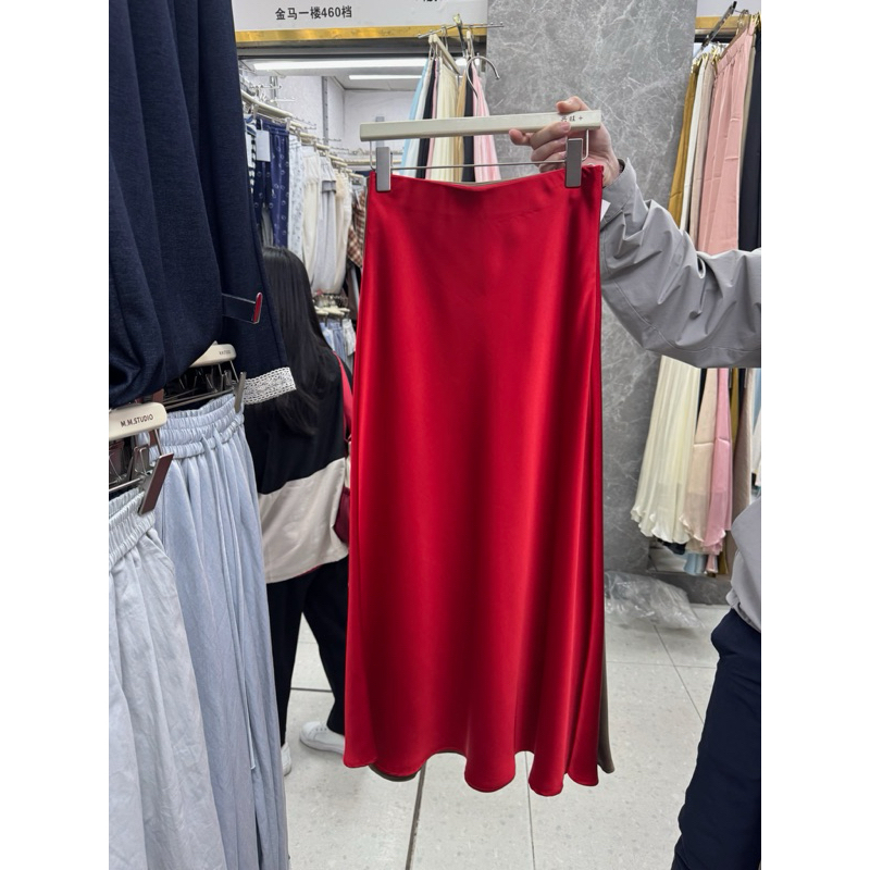 CN729 1701 ROK SATIN PLAIN MERMAID MAXI SKIRT XINGWANG