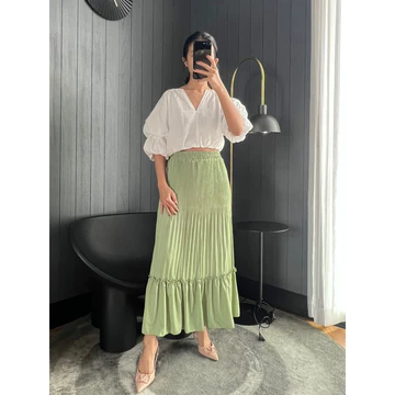 Rok Plisket Susun Mayung Skirt Ruffle Hyget Polos Premium Rok Wanita Anti Nerawang Korean Style