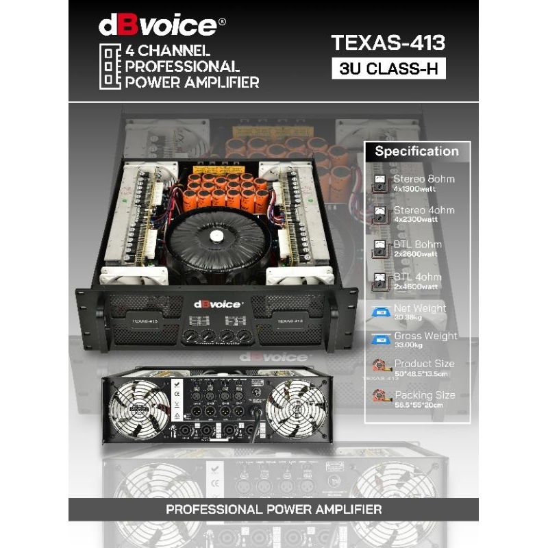 Jual Power Midel dBvoice Texas 413 Class H Original Power 4 Channel dB ...
