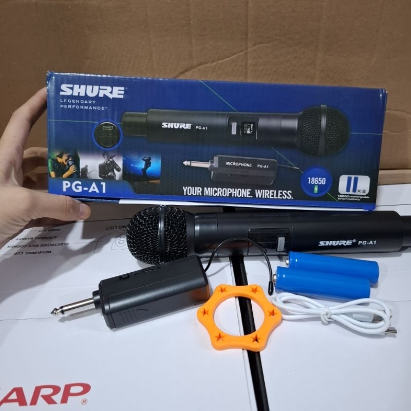 Jual MIC / Microphope SHURE PG- A1 mic wireless dengan batrai ...