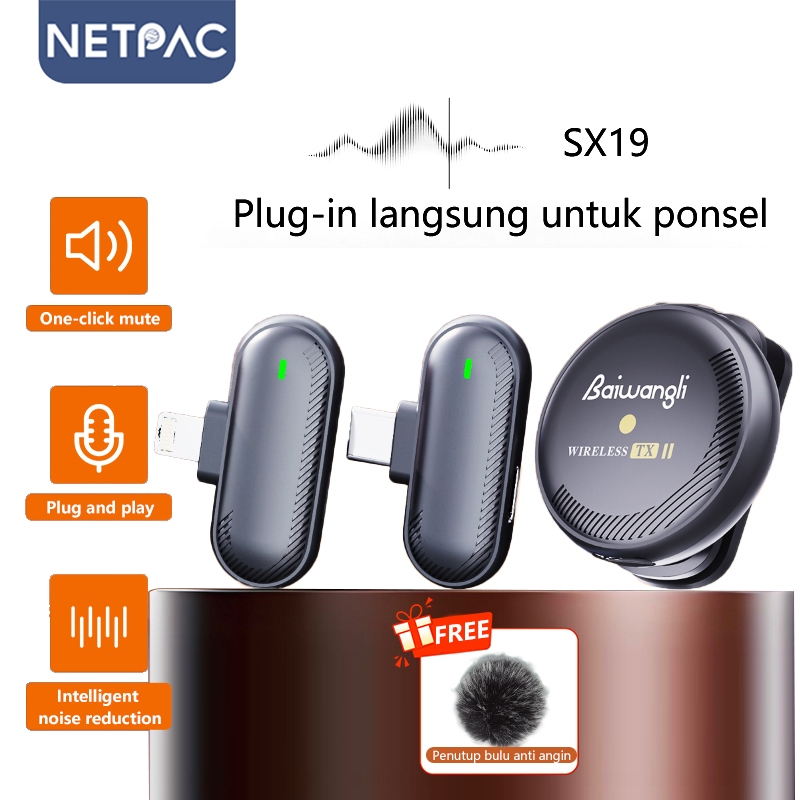 Jual NETPAC Mic Wireless Clip on Microphone 2.4G Lavalier Mikrofon ...
