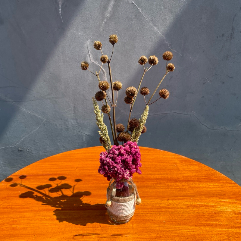 Jual Crystal set | bunga kering | vas kaca | dried flowers | buket ...
