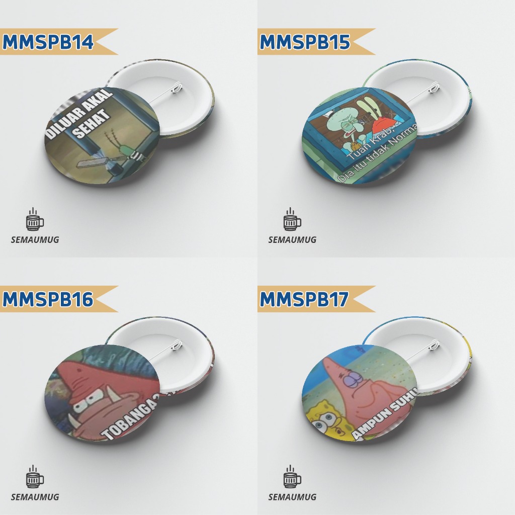 Jual PIN SPONGEBOB MEME STICKER KADO BROS BADGE BULAT MEME LUCU PRINT ...