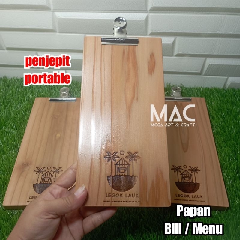 Jual Papan Bill Kayu Custom Logo / Wooden Bill Tagihan Nota Penjepit ...