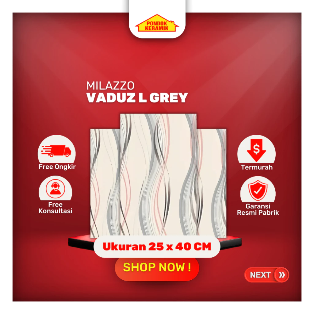 Keramik Dinding 25x40 Vadus L Grey Glossy Motif