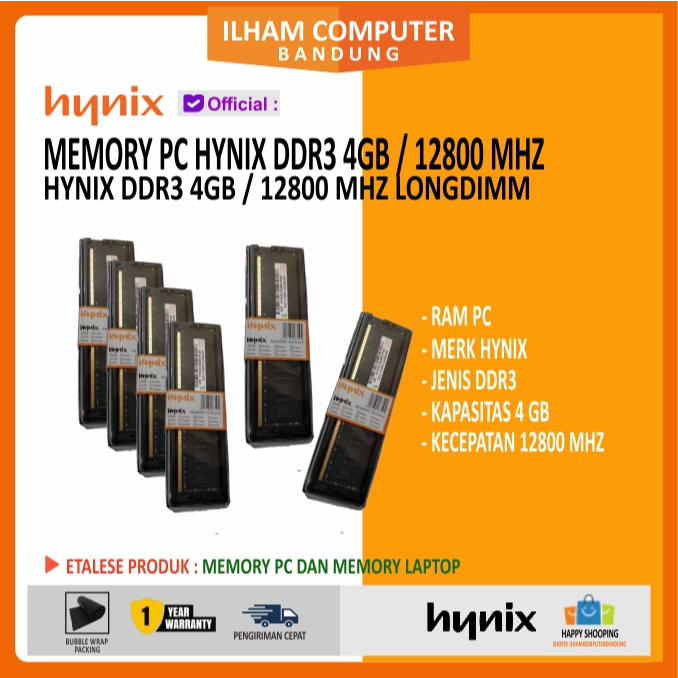 Jual Memory PC DDR3 4GB Hynix PC-12800 | Shopee Indonesia