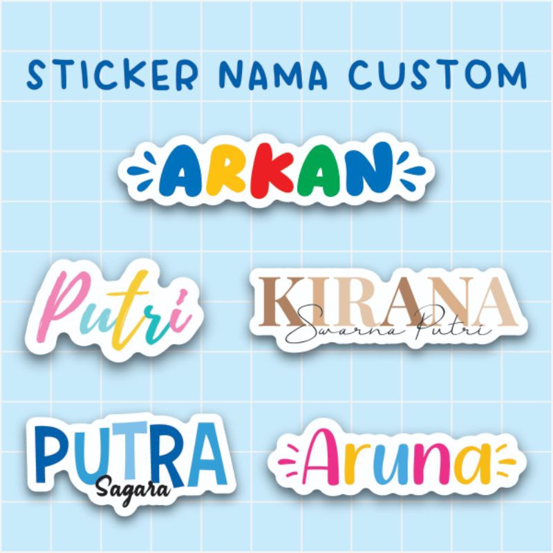 Jual Sticker Label Nama Custom Name Stiker Warna Warni Untuk Stationary ...