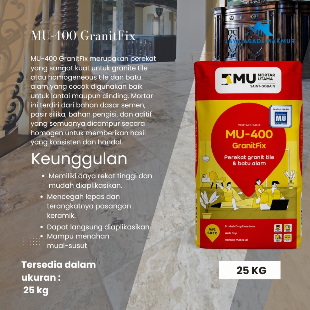 Jual Mortar Utama MU 400 Granitfix Perekat Granite Tile 25 kg | Shopee ...