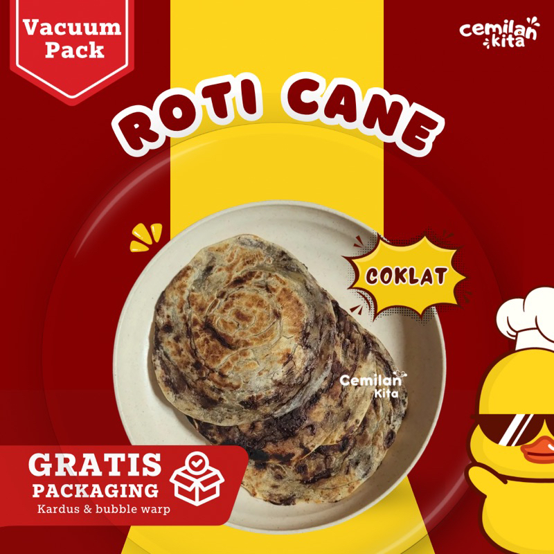 Jual Cemilan Kita Roti Cane Coklat Vacuum Packaging / Roti Maryam Rasa ...