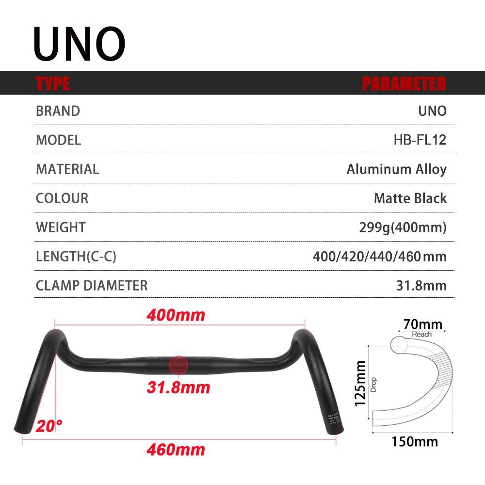 Jual UNO Advanced Project FL12 Dropbar Alloy untuk Sepeda Gravel 20 ...