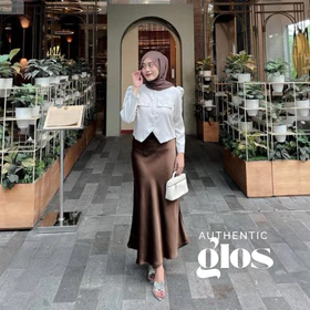 Rok Satin 90CM Satin Long Skirt Rok Satin Wanita Panjang 90cm S Sampai 3XL