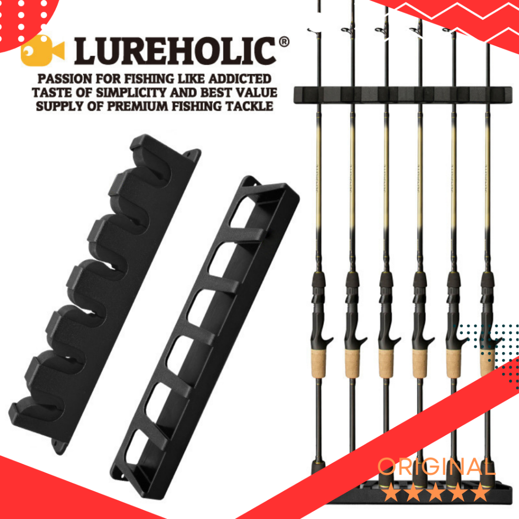 Jual Rak Holder Joran Pancing Wall Mount Fishing Rod 6 Slot - Black ...
