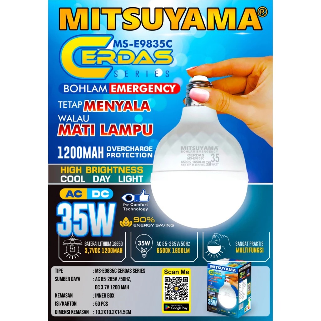 Jual Lampu Emergency Mitsuyama 35Watt MS-E9835C & 25Watt MS-E9825C ...