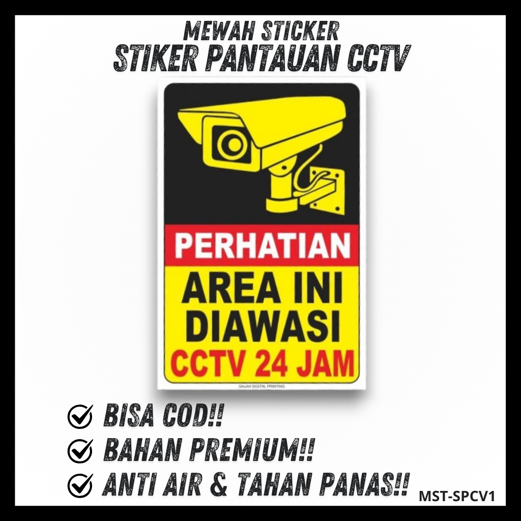 Jual Stiker Pantauan CCTV 24 Jam / Sticker CCTV 24 Jam / Stiker Label ...