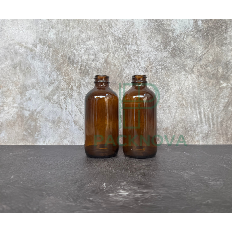 Jual Botol Kaca Amber Boston 250ml - Tutup Plastik Hitam / Tutup ...