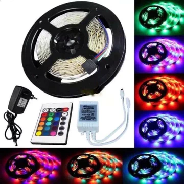 Lampu Led Strip Rgb Remote Warna Warni 5 Meter Anti Air Free Adaptor 2835 10